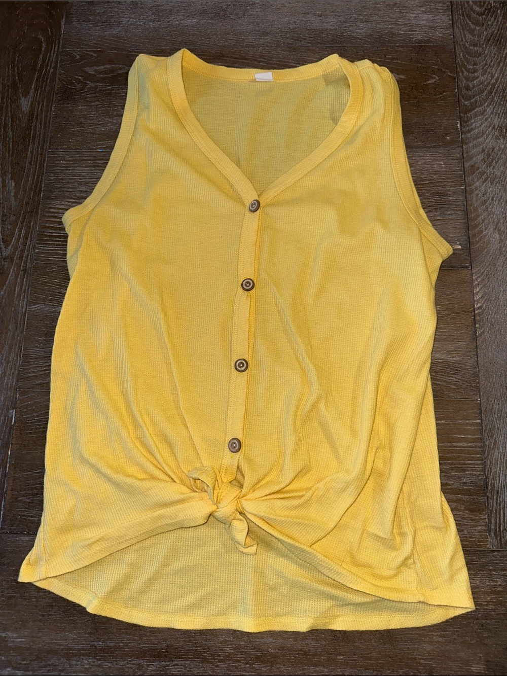 7th Ray Yellow Button-Front Tie-Front Tank